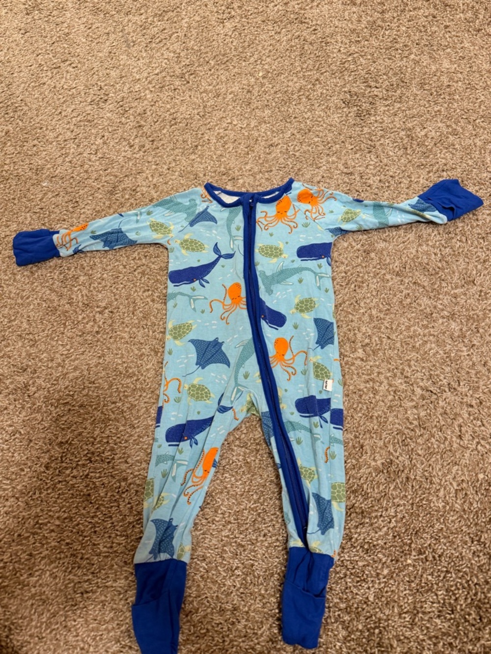 Little Sleepies Blue Ocean Animal One-Piece Pajamas